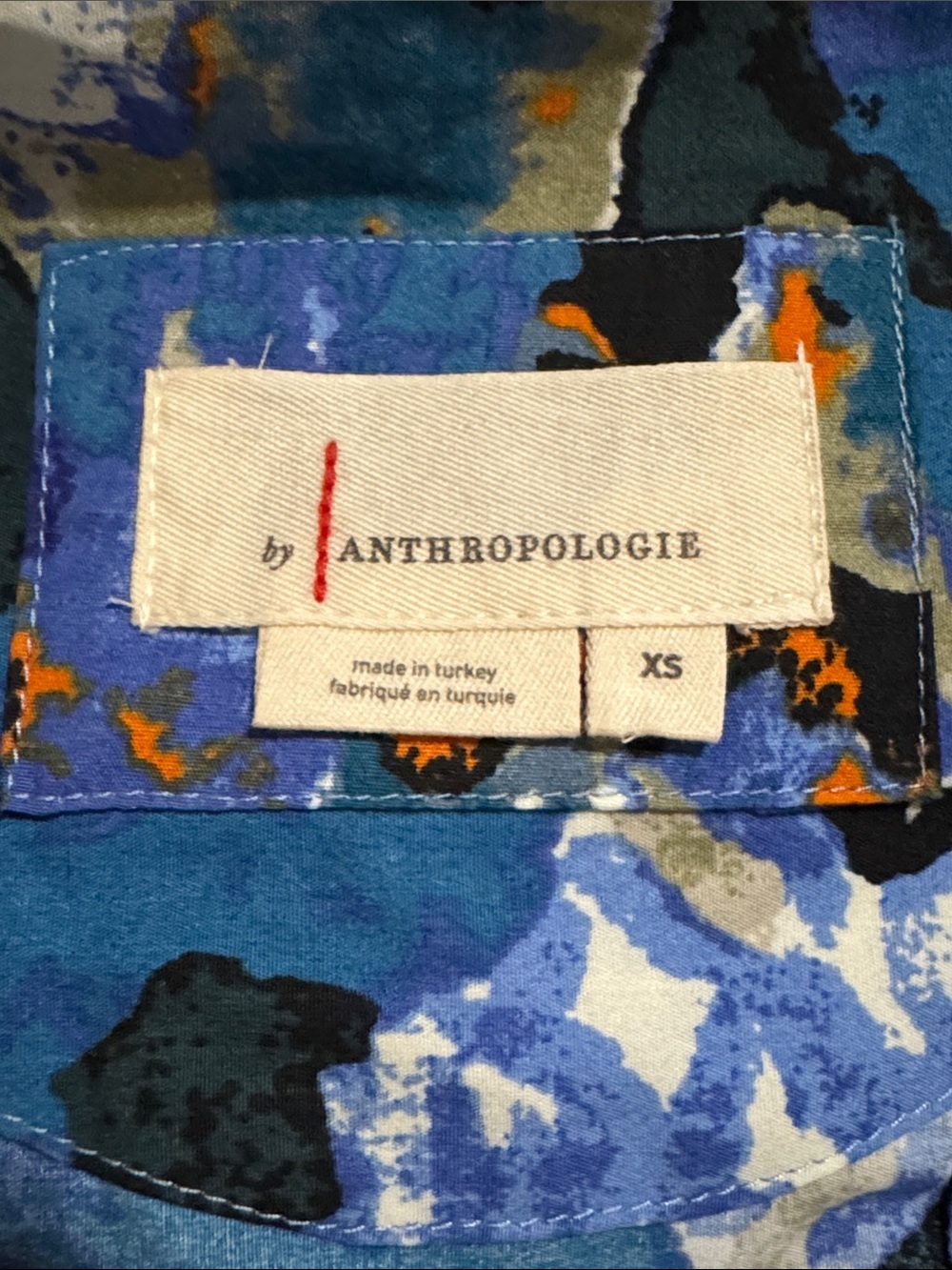 Anthropologie The Somerset Maxi Dress Blue Floral Abstract Short Sleeve Tier-XS - Picture 8 of 10